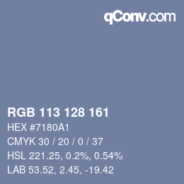 Color code: RGB 113 128 161 | qconv.com