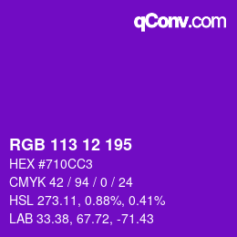 Color code: RGB 113 12 195 | qconv.com