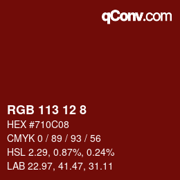 カラーコード: RGB 113 12 8 | qconv.com