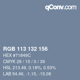 颜色代码: RGB 113 132 156 | qconv.com
