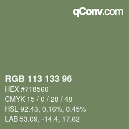 颜色代码: RGB 113 133 96 | qconv.com
