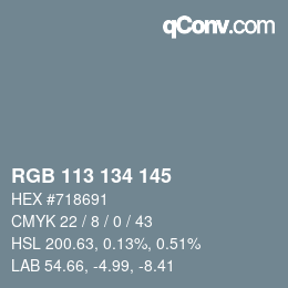 カラーコード: RGB 113 134 145 | qconv.com