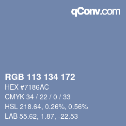 Color code: RGB 113 134 172 | qconv.com