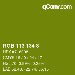 カラーコード: RGB 113 134 8 | qconv.com