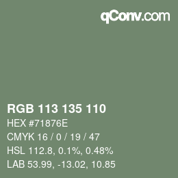 Color code: RGB 113 135 110 | qconv.com