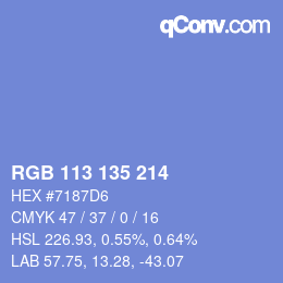 颜色代码: RGB 113 135 214 | qconv.com
