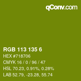 Color code: RGB 113 135 6 | qconv.com