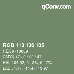 Color code: RGB 113 136 105 | qconv.com