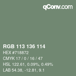Color code: RGB 113 136 114 | qconv.com