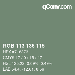 Color code: RGB 113 136 115 | qconv.com