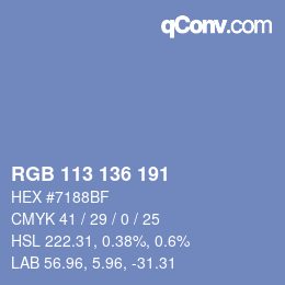 Color code: RGB 113 136 191 | qconv.com