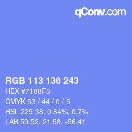 Color code: RGB 113 136 243 | qconv.com