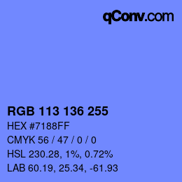 Color code: RGB 113 136 255 | qconv.com