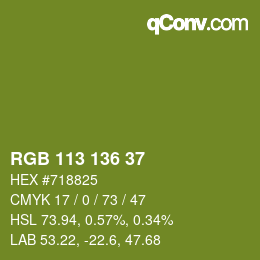 カラーコード: RGB 113 136 37 | qconv.com