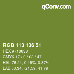 Color code: RGB 113 136 51 | qconv.com