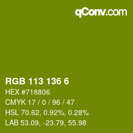 Color code: RGB 113 136 6 | qconv.com