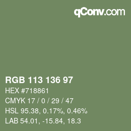 Color code: RGB 113 136 97 | qconv.com