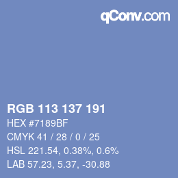 Código de color: RGB 113 137 191 | qconv.com