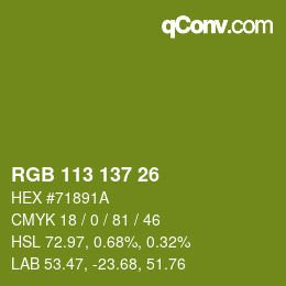Color code: RGB 113 137 26 | qconv.com
