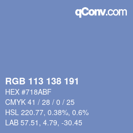 Color code: RGB 113 138 191 | qconv.com