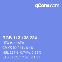 颜色代码: RGB 113 138 234 | qconv.com