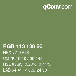 カラーコード: RGB 113 138 86 | qconv.com