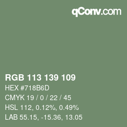 Color code: RGB 113 139 109 | qconv.com