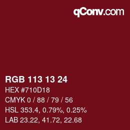 Color code: RGB 113 13 24 | qconv.com