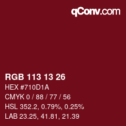 Color code: RGB 113 13 26 | qconv.com