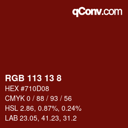 カラーコード: RGB 113 13 8 | qconv.com