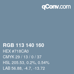 カラーコード: RGB 113 140 160 | qconv.com