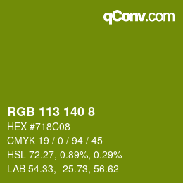 颜色代码: RGB 113 140 8 | qconv.com