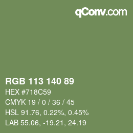 Farbcode: RGB 113 140 89 | qconv.com