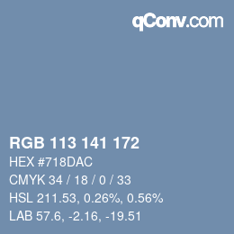 颜色代码: RGB 113 141 172 | qconv.com