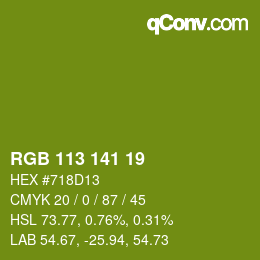 Color code: RGB 113 141 19 | qconv.com