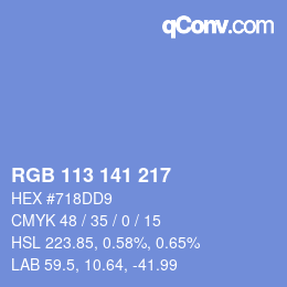 Color code: RGB 113 141 217 | qconv.com