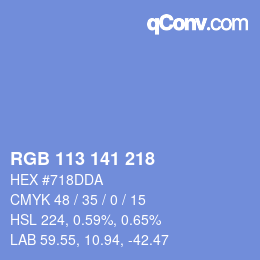 Color code: RGB 113 141 218 | qconv.com