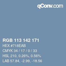 Color code: RGB 113 142 171 | qconv.com