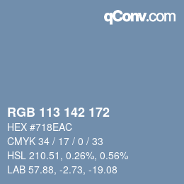 颜色代码: RGB 113 142 172 | qconv.com
