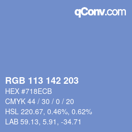 Color code: RGB 113 142 203 | qconv.com