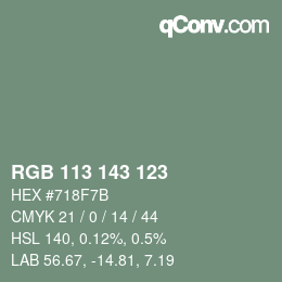 カラーコード: RGB 113 143 123 | qconv.com