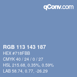 Color code: RGB 113 143 187 | qconv.com