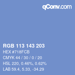 Color code: RGB 113 143 203 | qconv.com