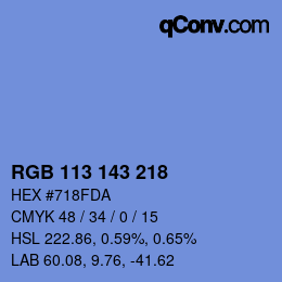 Color code: RGB 113 143 218 | qconv.com