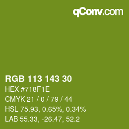 Color code: RGB 113 143 30 | qconv.com