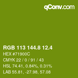 カラーコード: RGB 113 144.8 12.4 | qconv.com