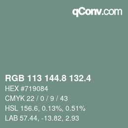 カラーコード: RGB 113 144.8 132.4 | qconv.com