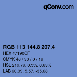 カラーコード: RGB 113 144.8 207.4 | qconv.com
