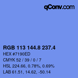カラーコード: RGB 113 144.8 237.4 | qconv.com