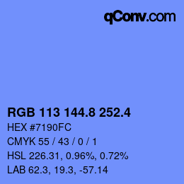 カラーコード: RGB 113 144.8 252.4 | qconv.com